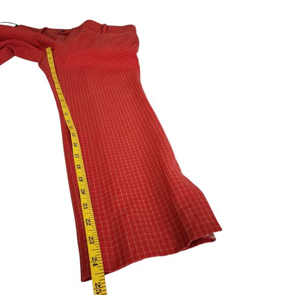 Anthropologie Womens The Essential Slim Trousers Size 8 Red Rouge Windowpane - Picture 13 of 14
